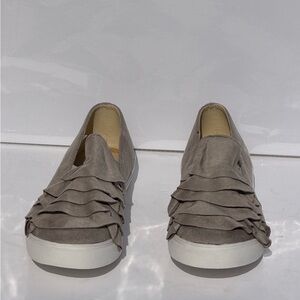 Ruffle Faux Suede Slip-On Sneakers - Taupe